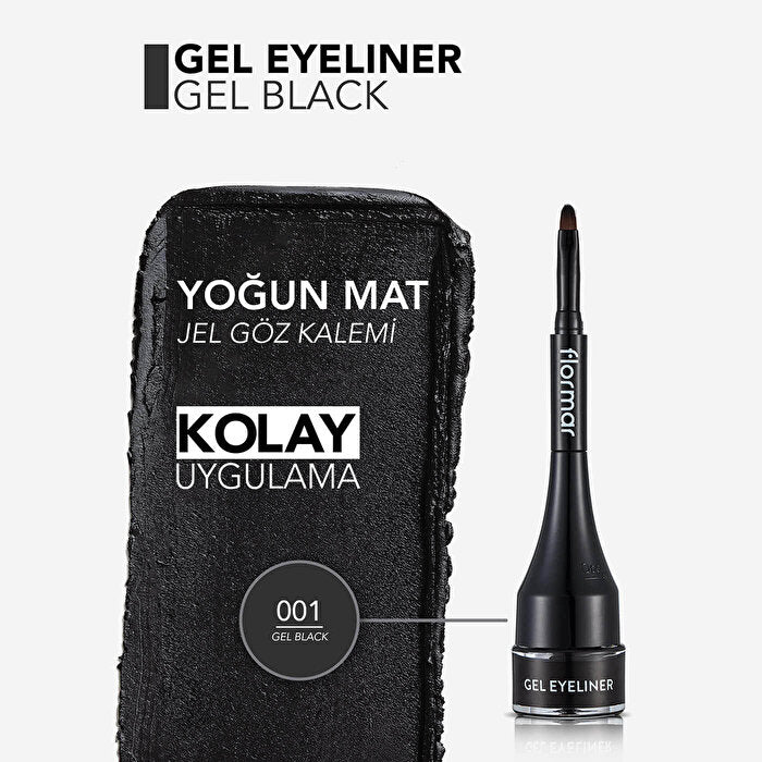 Flormar Gel Liquid Eyeliner GE01 Black - High Pigment Formula | Smooth Finish