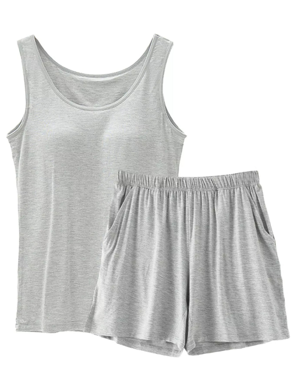Plus Size Modal Padded Sleeveless Tank Top & Shorts Set