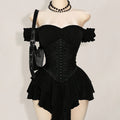 MyClosetAid One-Shoulder Dress with a Fitted Waist And Back Tie, Features Puff Sleeves And a Stylish, Elegant Cake Skirt — co