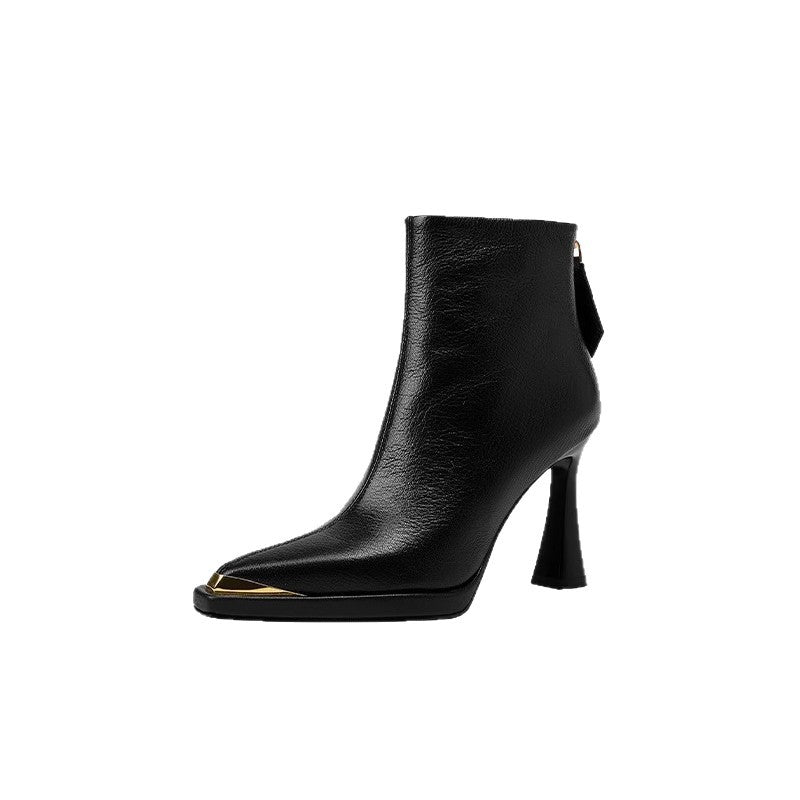 MyClosetAid Ankle Boots for Women Featuring a Vintage British Design, Material, High Platform, And Thick Metal Pointed Heels.