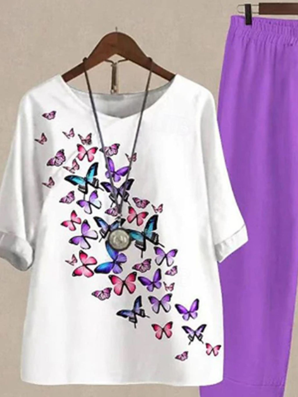 Printed Half Sleeve Top and Pants Set