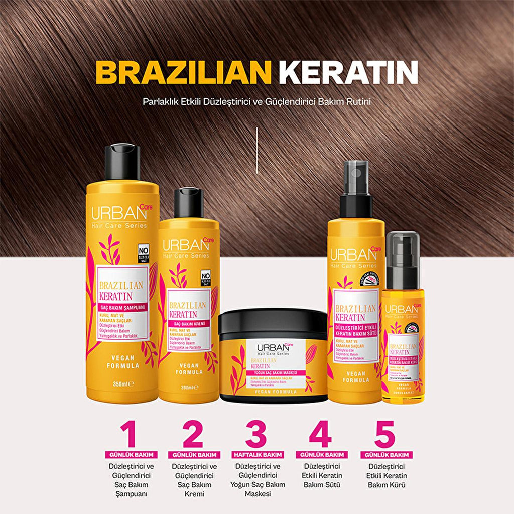 Urban Care Brazilian Keratin Hair Cream: Smooths, Repairs & Protects Frizzy, Damaged Hair Ð Vegan, SLES/SLS Free, Marula Oil Infused