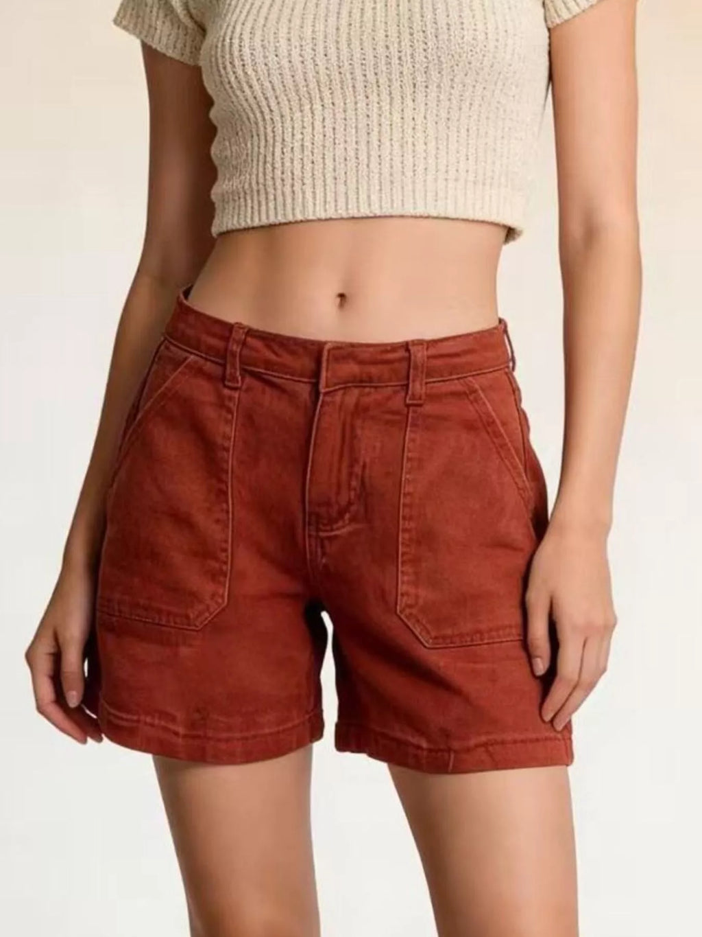Pocketed Denim Shorts