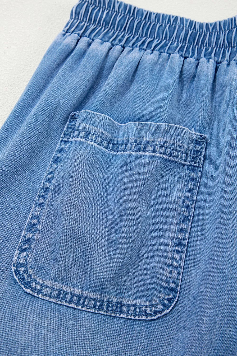 Drawstring Elastic Waist Pocketed Loose Jeans