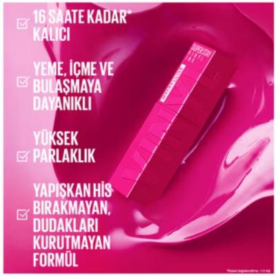 Maybelline Super Stay Vinyl Ink Liquid Lipstick - Long Lasting Lip Color with Vinyl Ink Finish, Rouge Shade 145 Rogue