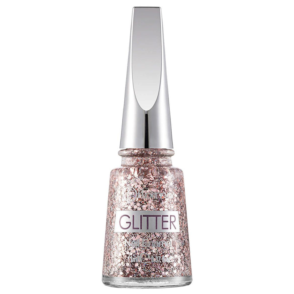 Flormar Glitter Semi-Transparent Glitter Nail Polish GL02 Pink Silver - Long-Lasting Finish