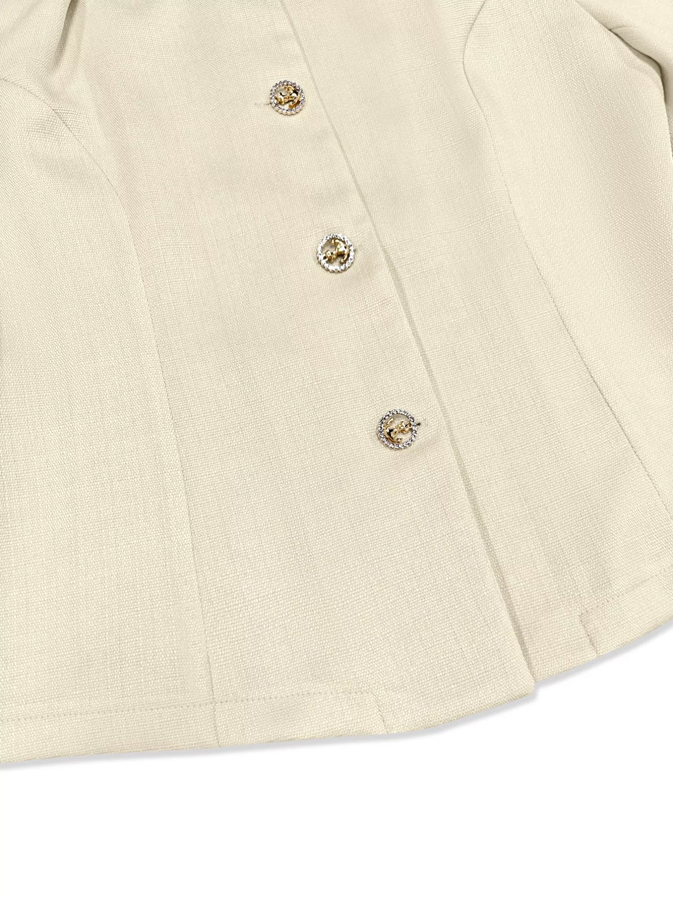 Square Neck Button-Down Fitted Blazer