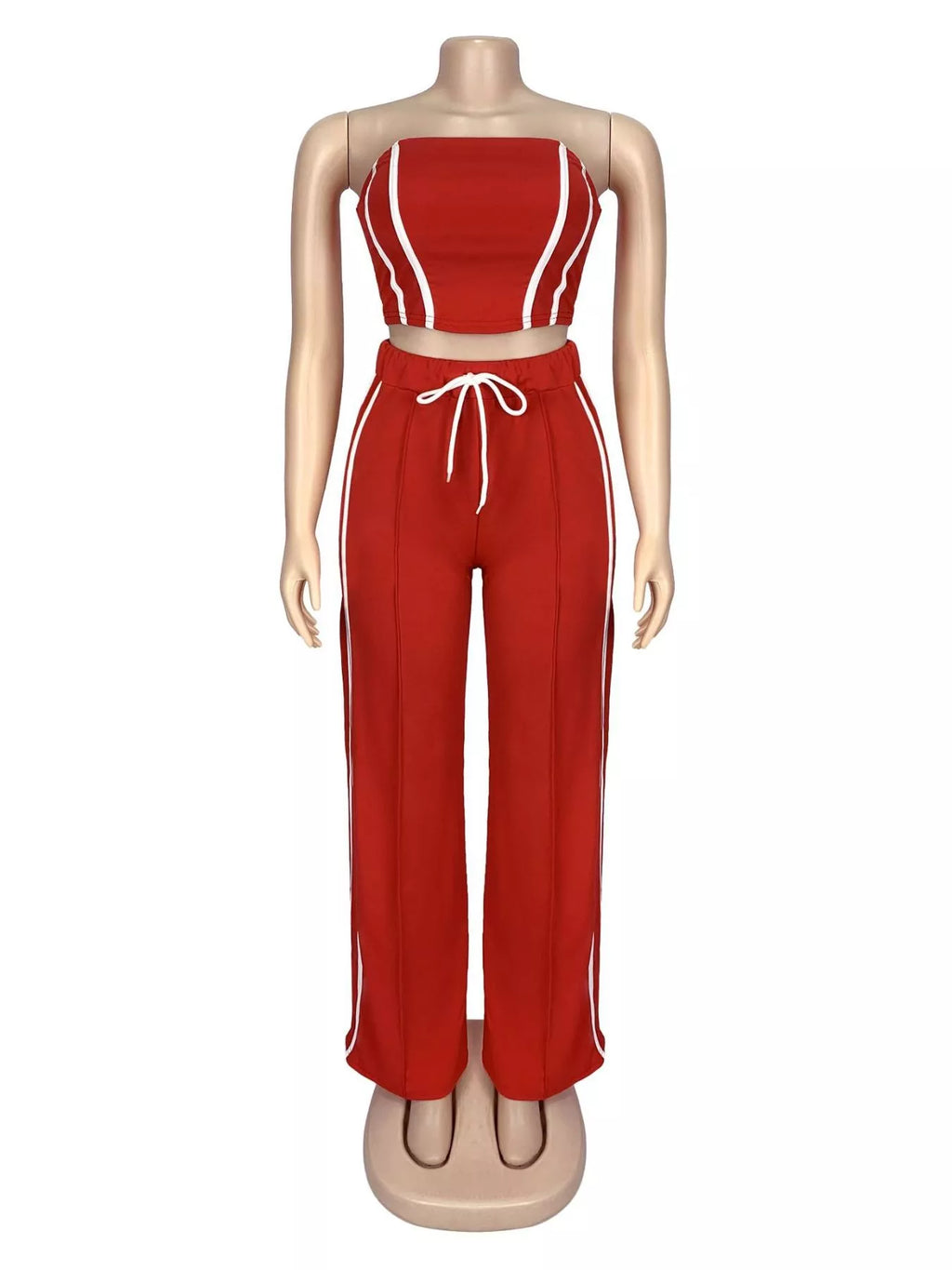 Sleeveless Tube Top and Wide Leg Pants Set