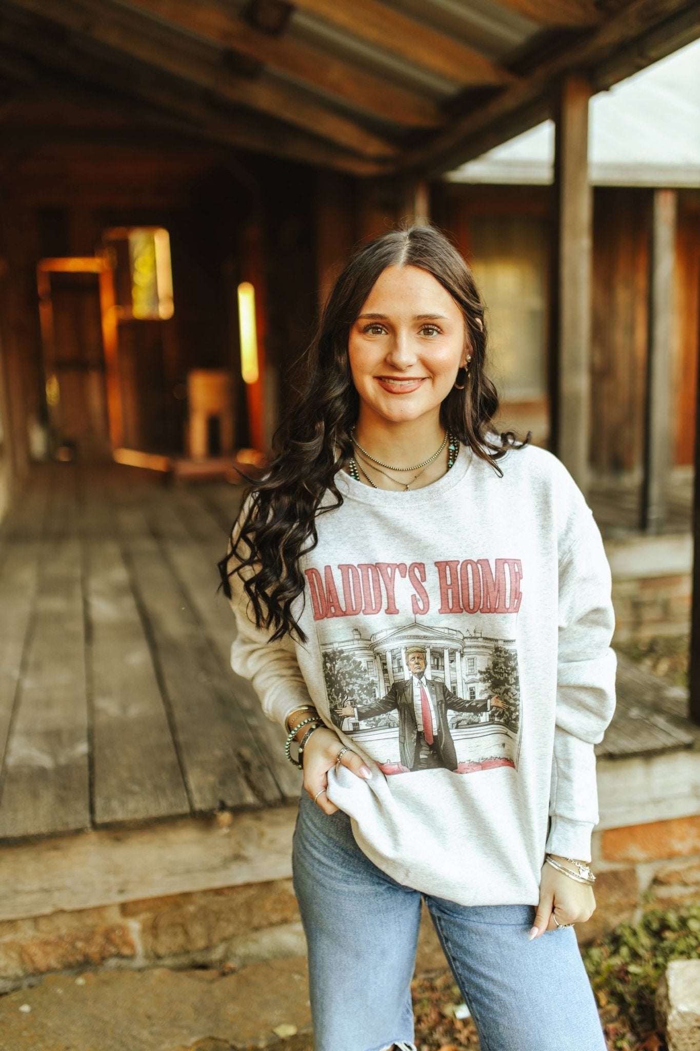 Wild Junkie Daddy's Home Trump Graphic Sweatshirt — construction detail