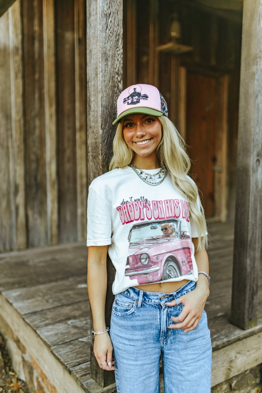 Wild Junkie Daddy's on His Way Trump Graphic Tee — construction detail