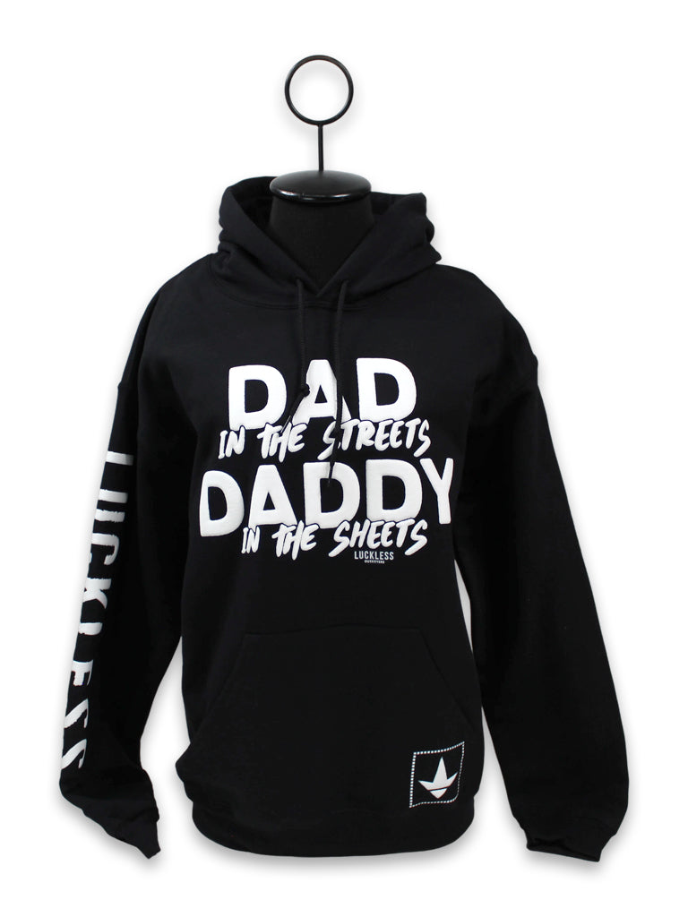 Luckless Outfitters Dad in the Streets Daddy In The Sheets Hoodie — main product shot