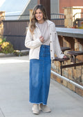 Inherit Co. Dakotah Raw Hem Long Denim Skirt - FINAL SALE — main product shot