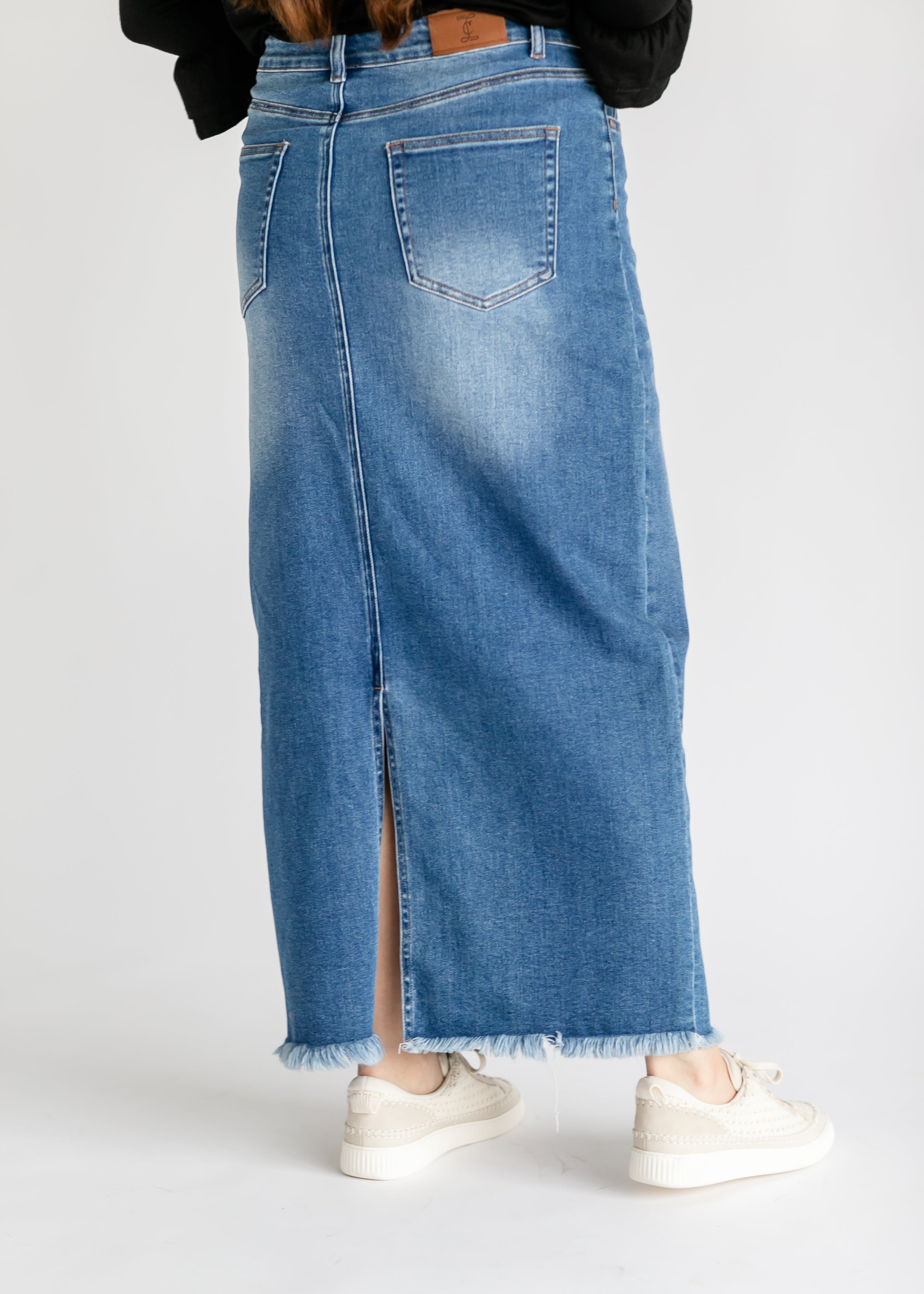 Inherit Co. Dakotah Raw Hem Long Denim Skirt - FINAL SALE — color detail