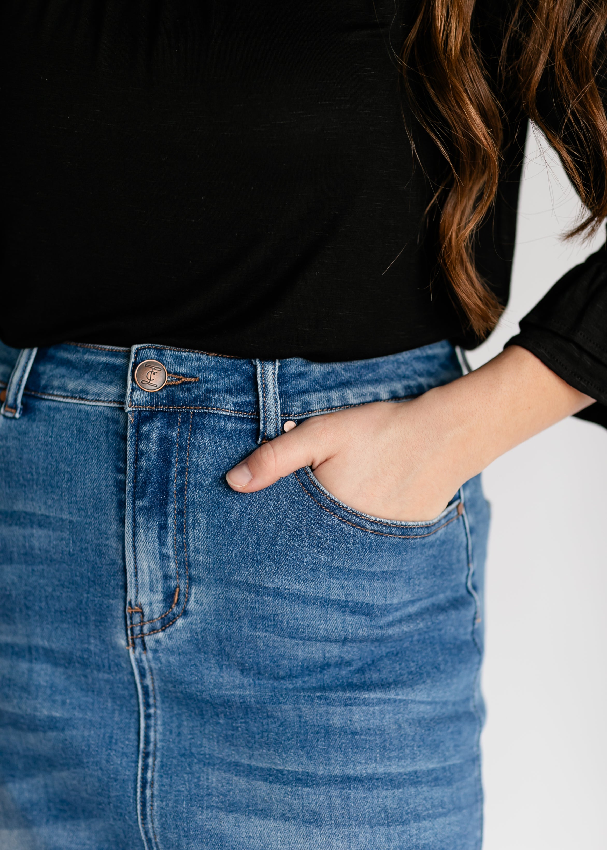 Inherit Co. Dakotah Raw Hem Long Denim Skirt - FINAL SALE — packaging