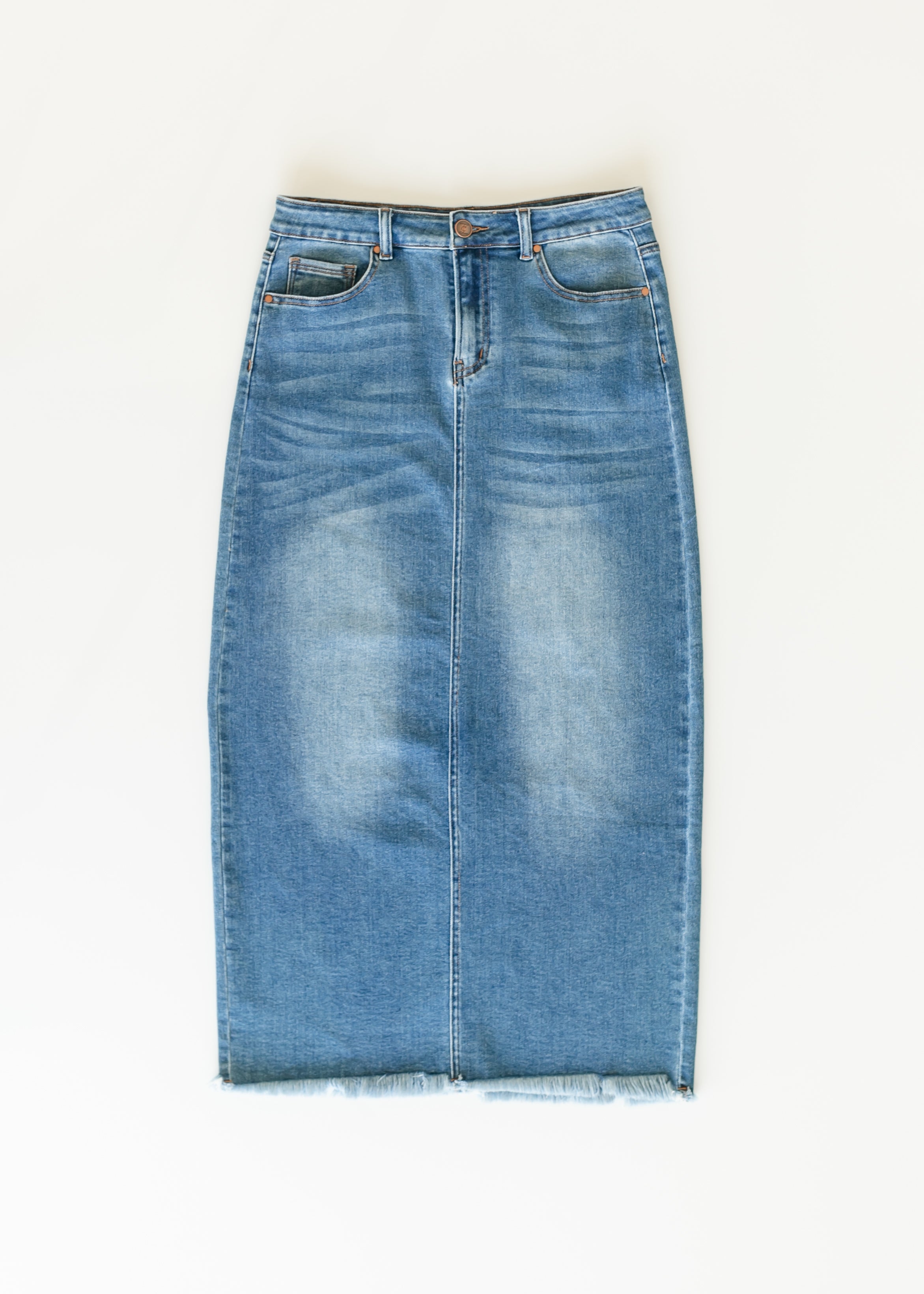 Inherit Co. Dakotah Raw Hem Long Denim Skirt - FINAL SALE — feature highlight