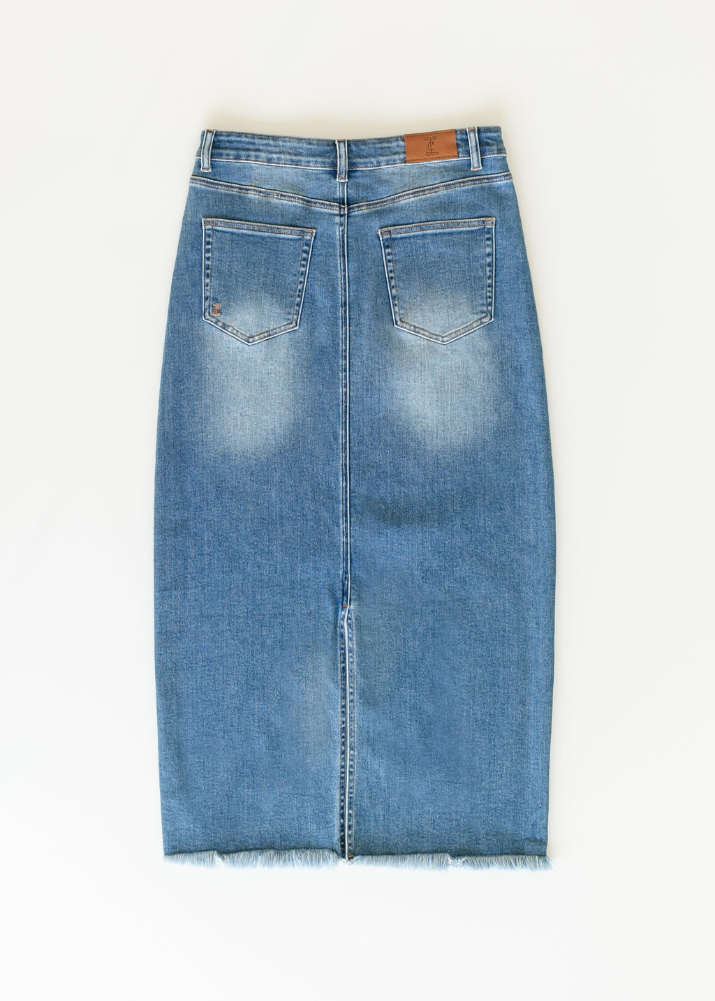 Inherit Co. Dakotah Raw Hem Long Denim Skirt - FINAL SALE — product on model