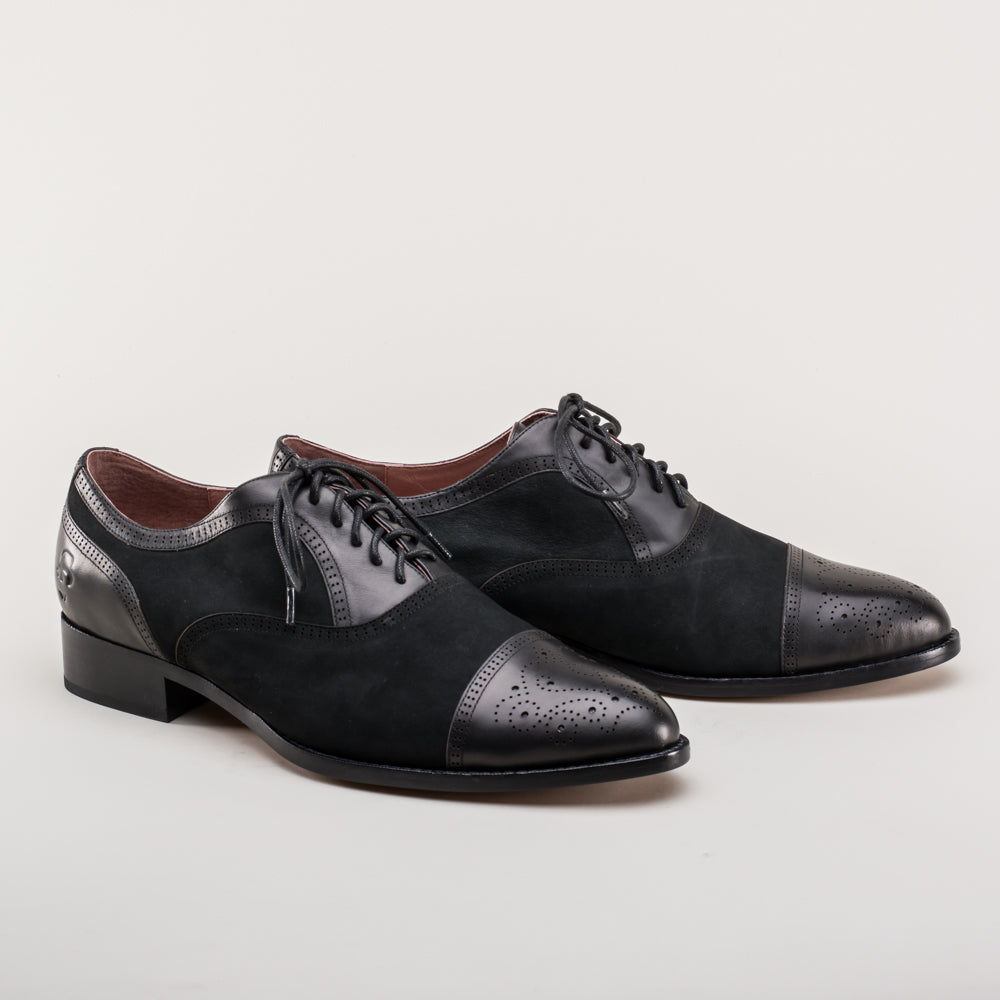 Dandy Men's Vintage Cap Toe Oxfords (Black) — historical footwear by American Duchess