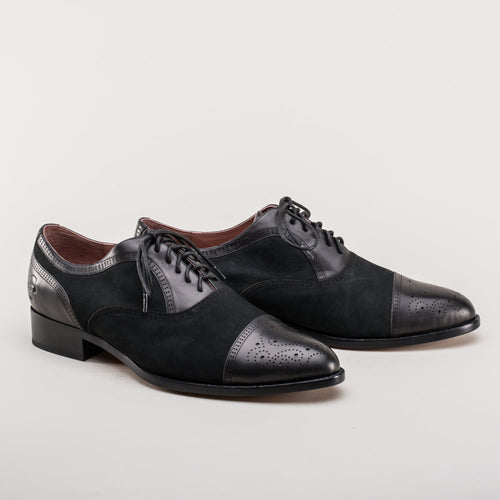 Dandy Men's Vintage Cap Toe Oxfords (Black) — historical footwear by American Duchess