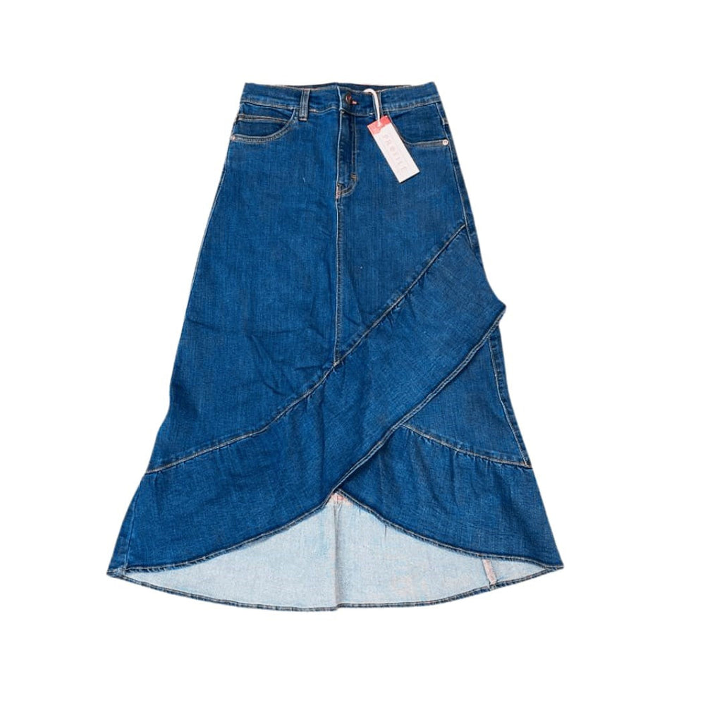 profile-nyc DENIM SKIRT WITH RUFFLE DETAIL — detail shot 7