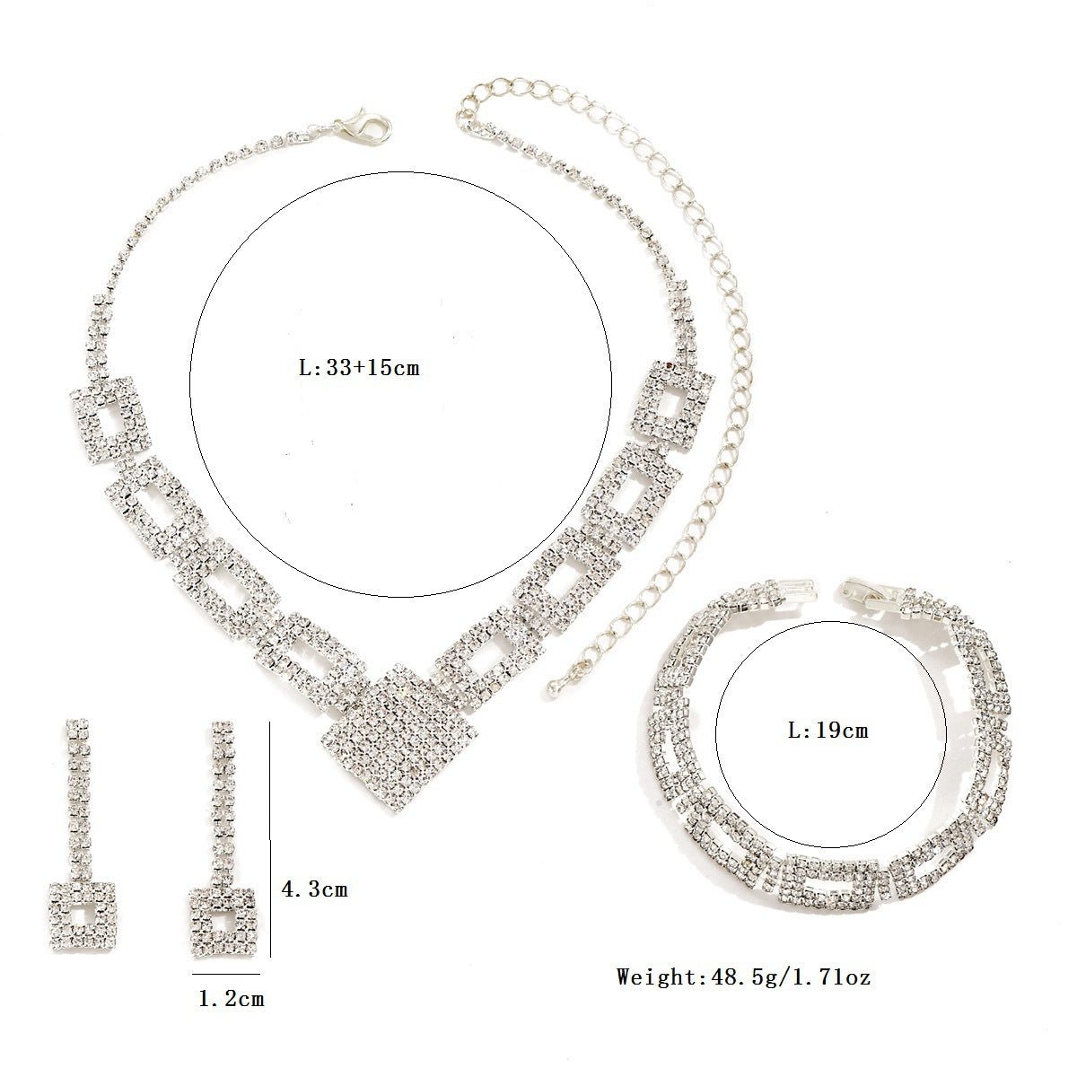Mariam's Collection Dazzling 3-Piece Full Rhinestones Jewelry Set (MAC317) — detail shot 8