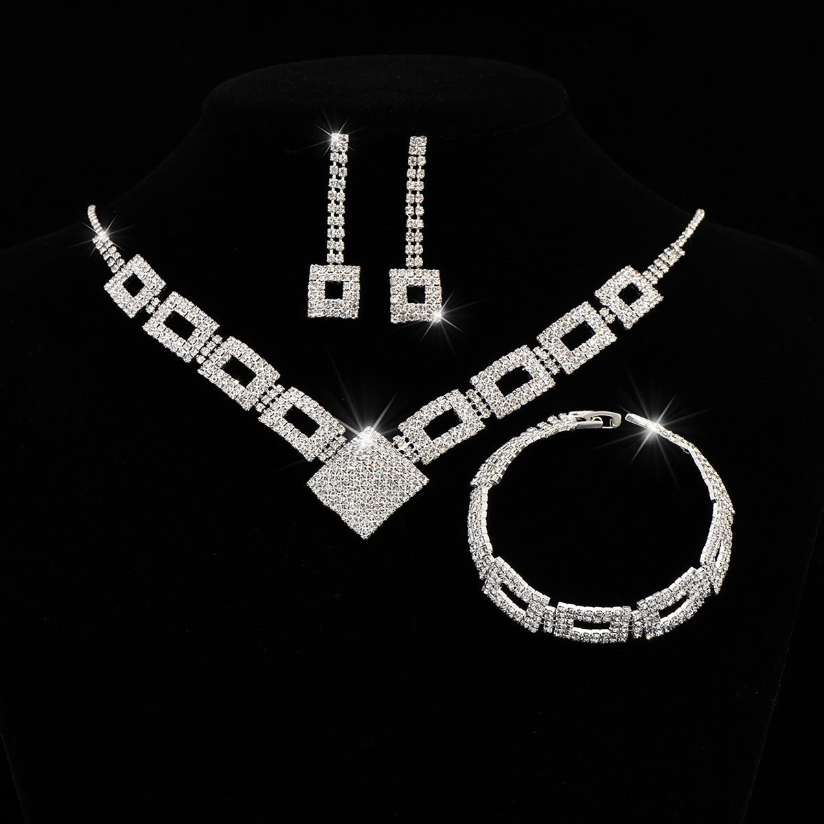Mariam's Collection Dazzling 3-Piece Full Rhinestones Jewelry Set (MAC317) — detail shot 9