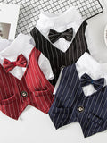 Striped Bow Tie Pet Blazer