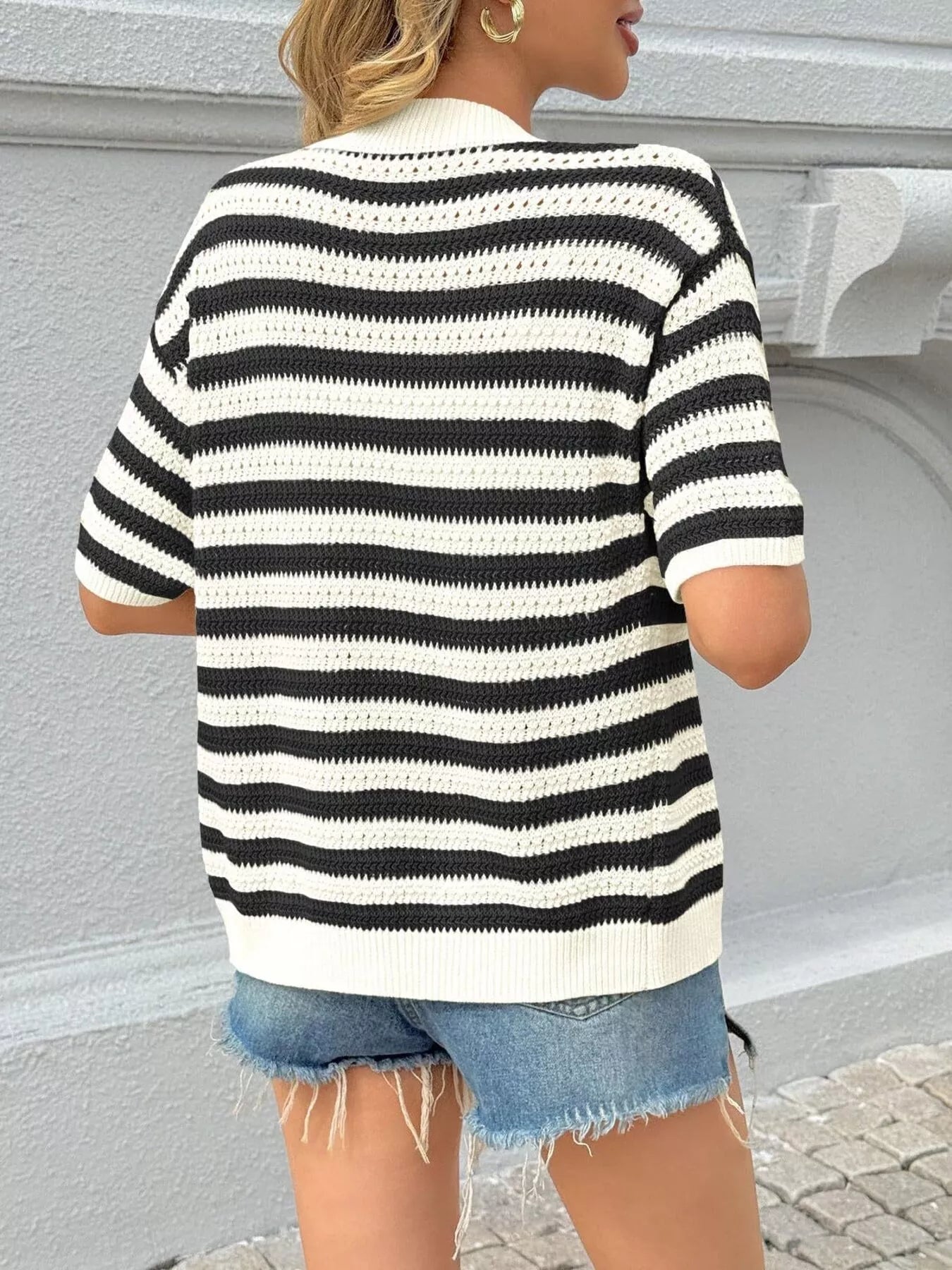 Striped Button Up Cardigan