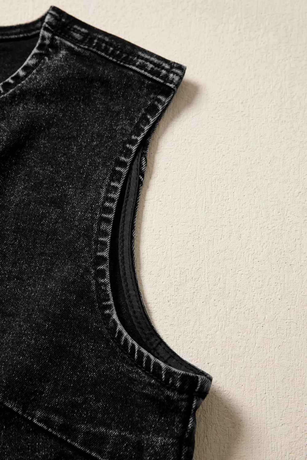 Vintage Wash Button-Down Denim Vest