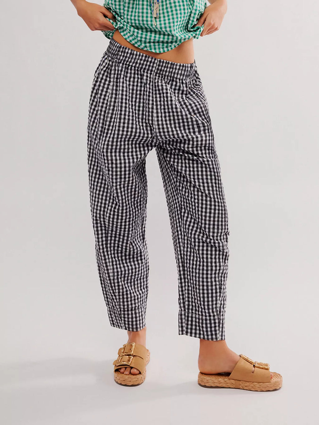 Gingham Relaxed Fit Pants