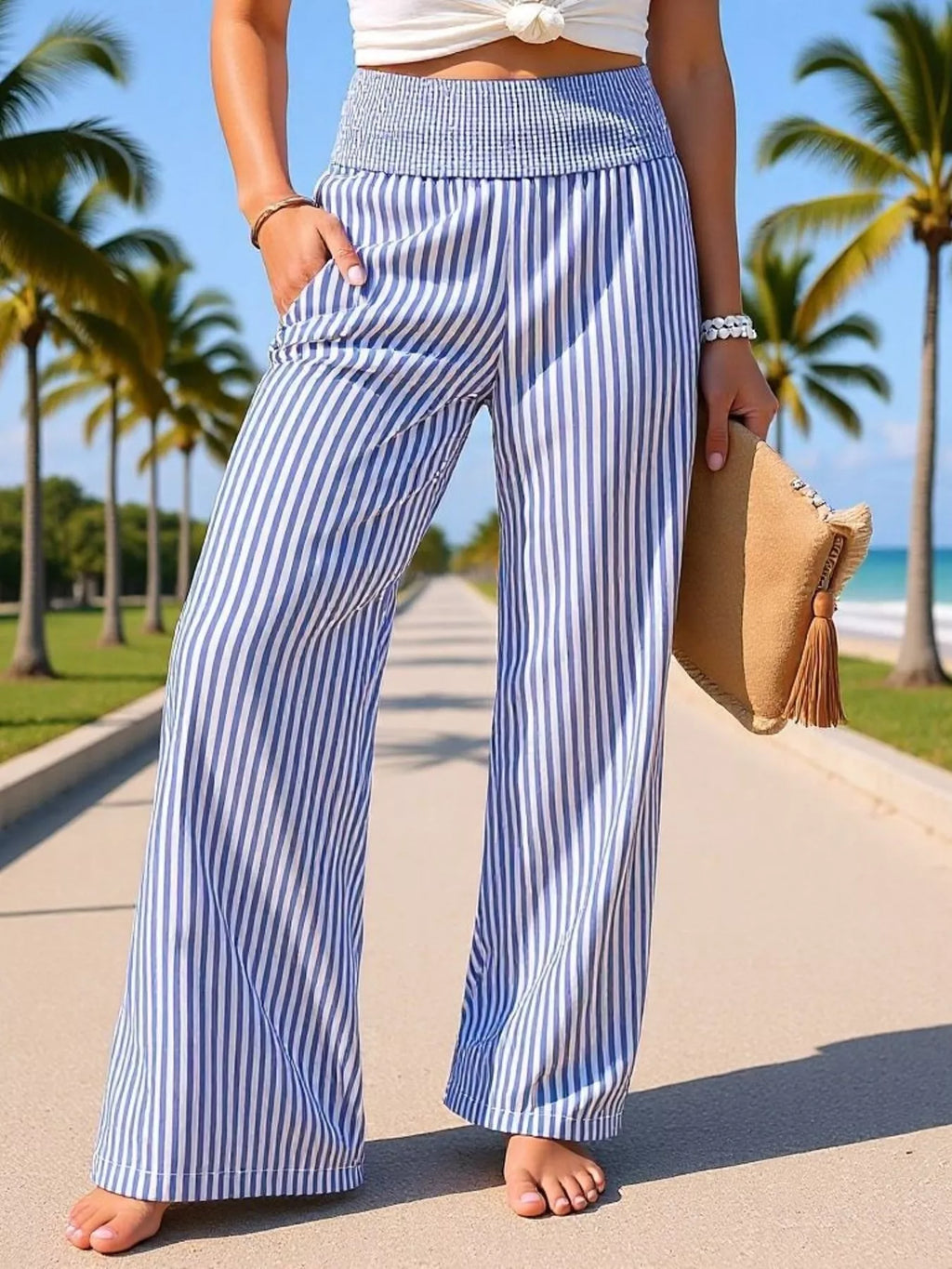 Striped Wide-Leg Pants