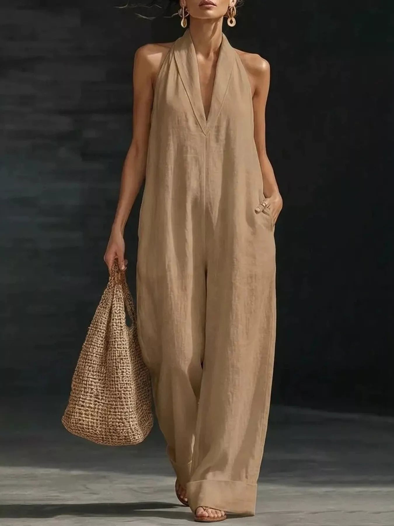 Halter Neck Wide-Leg Jumpsuit