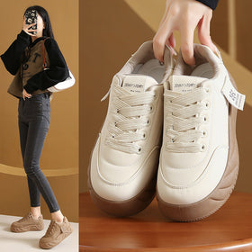 Color Block Height Increasing Sneakers – Lace-Up Low Top