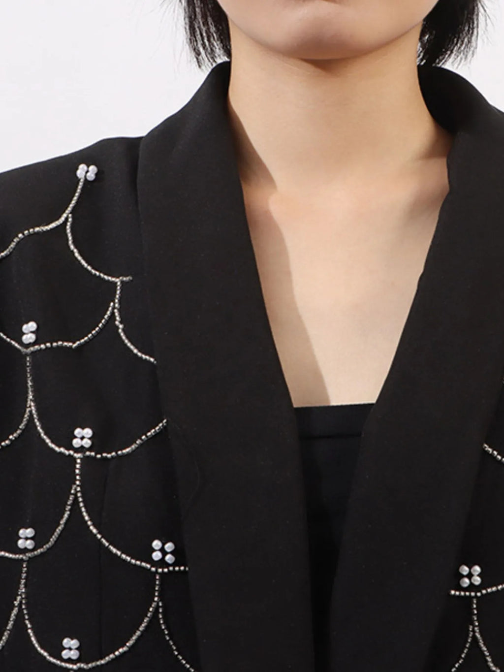 Pearl Detail Long Sleeve Blazer