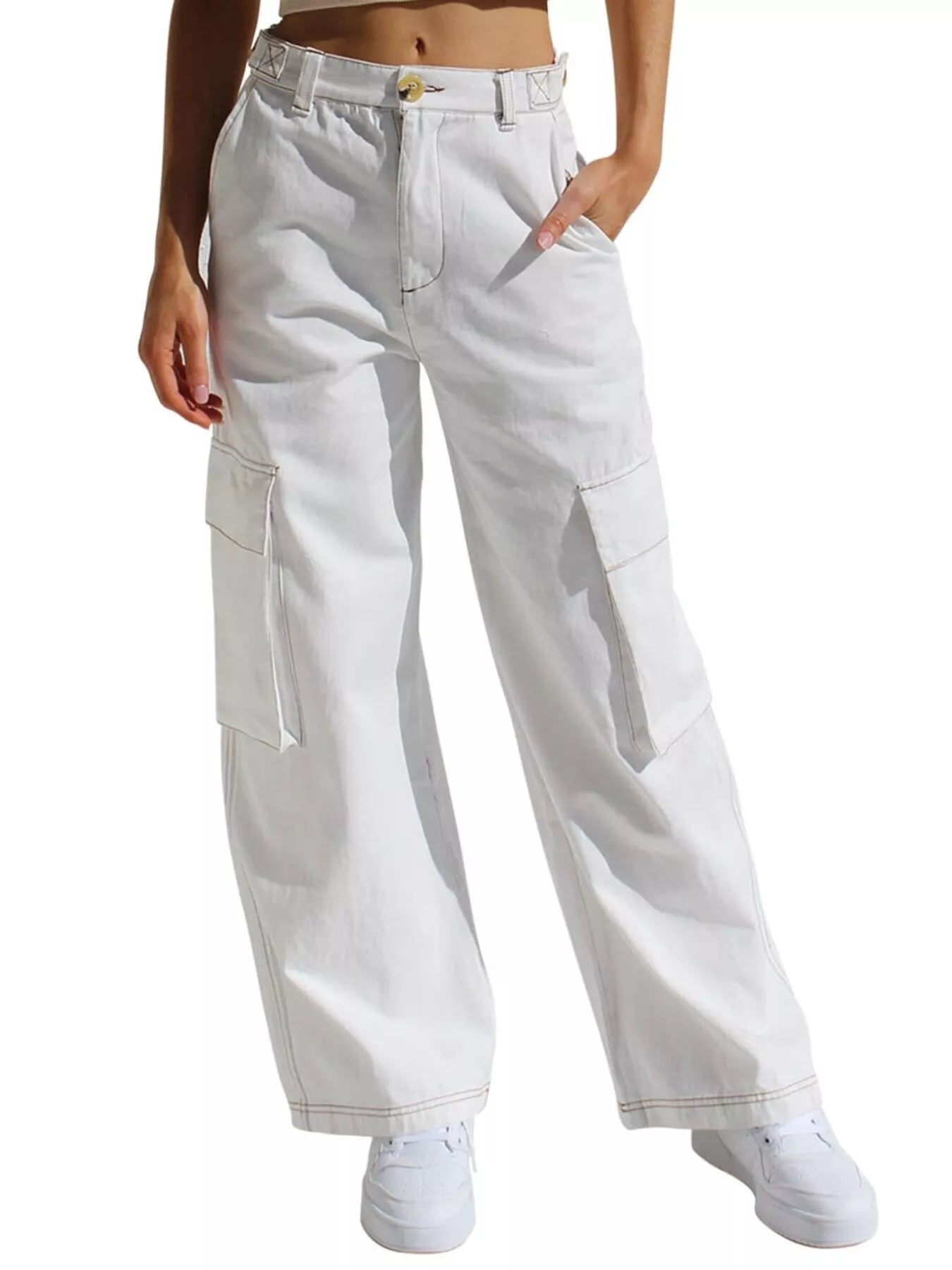 High-Waisted Wide Leg Cargo Jeans
