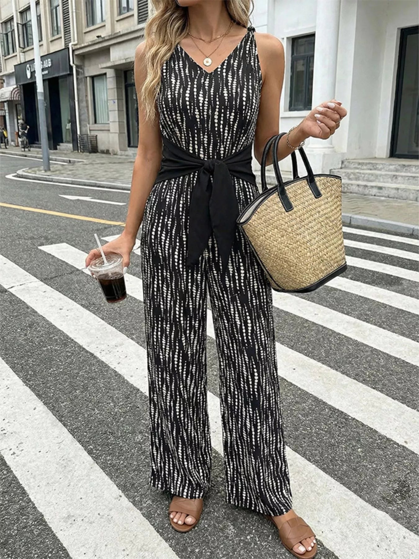 Printed Wide Leg Jumpsuit
