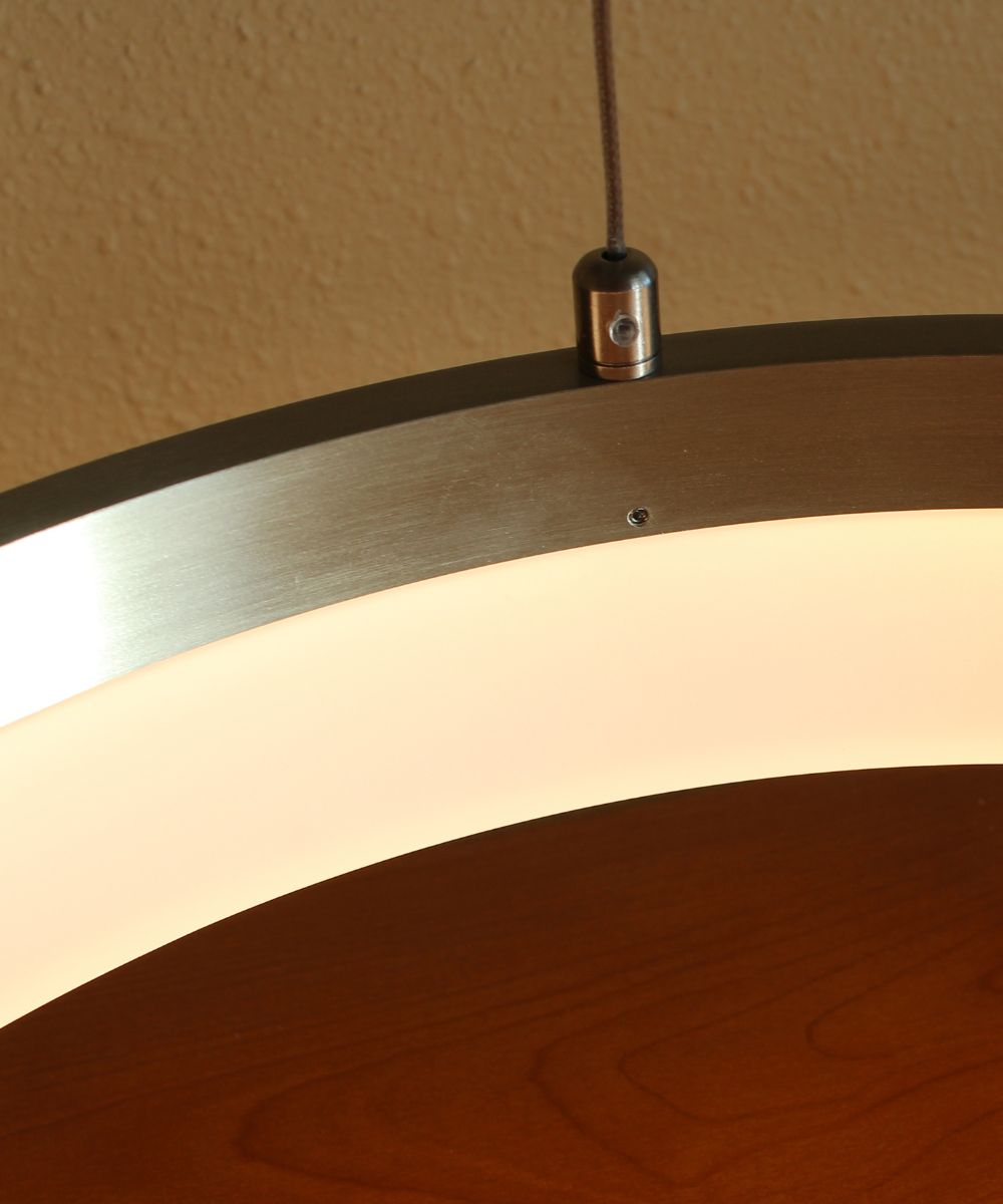 Edge-Lit 16"W 1-Light Round LED Ribbon Chandelier Light Fixture Brushed Nickel Finish – LampsUSA, view 3