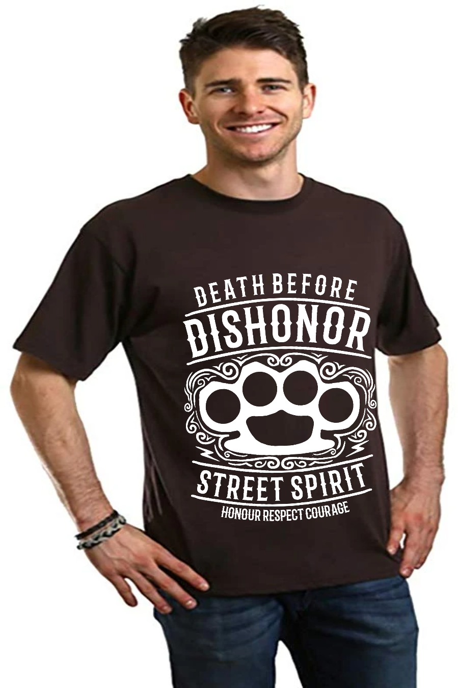 Spun Bamboo Death Before Men's Bamboo Viscose/Organic Cotton Short Sleeve Graphic T-Shirt — back view