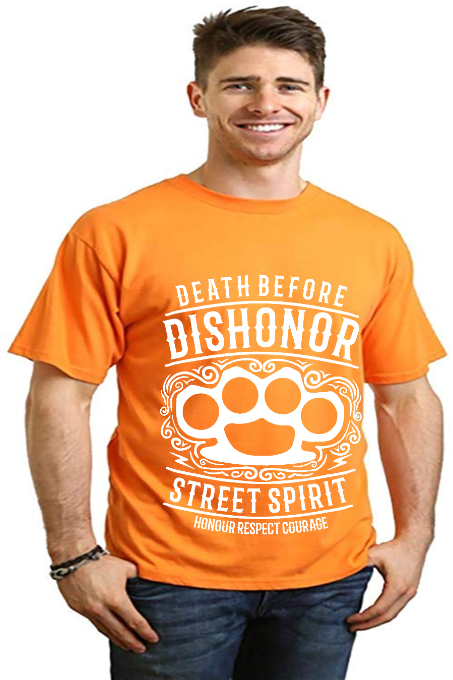 Spun Bamboo Death Before Men's Bamboo Viscose/Organic Cotton Short Sleeve Graphic T-Shirt — comparison shot