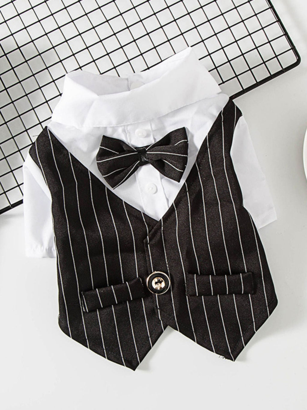 Striped Bow Tie Pet Blazer