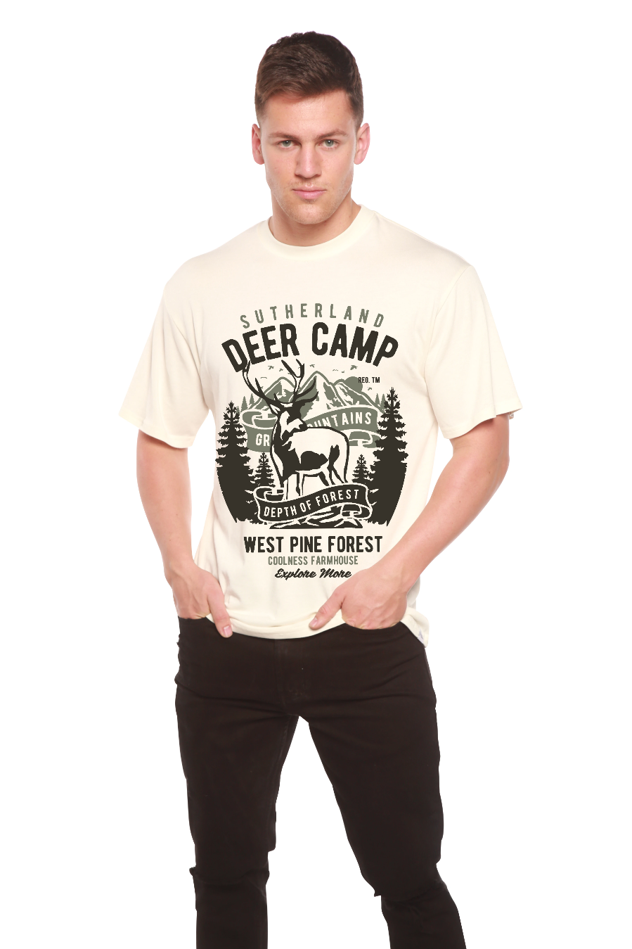 Spun Bamboo Deer Camp Men's Bamboo Viscose/Organic Cotton Short Sleeve Graphic T-Shirt — lifestyle context