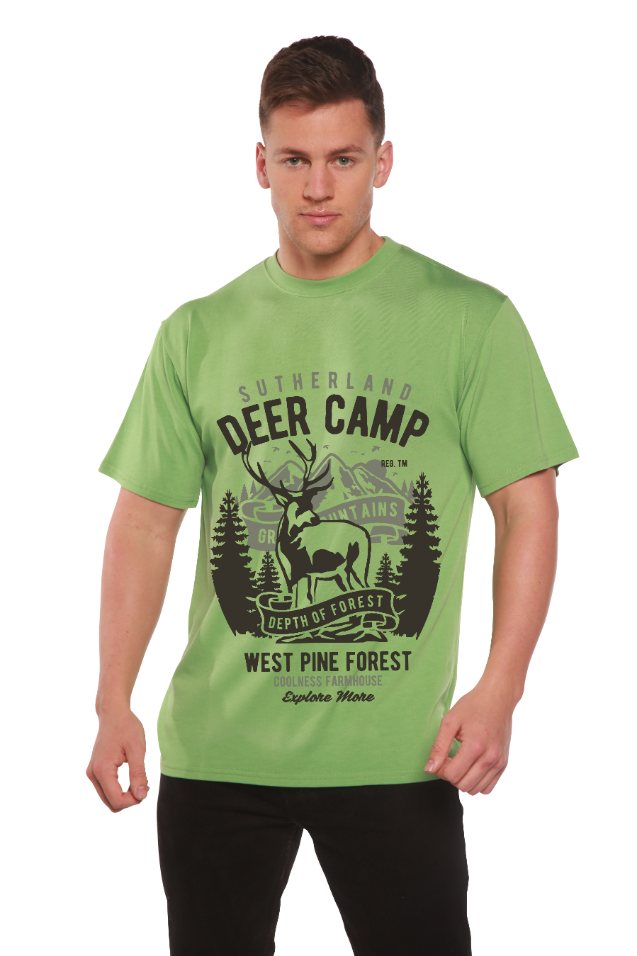 Spun Bamboo Deer Camp Men's Bamboo Viscose/Organic Cotton Short Sleeve Graphic T-Shirt — back view