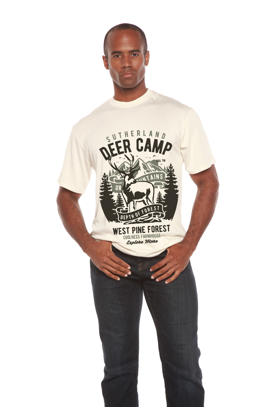 Spun Bamboo Deer Camp Men's Bamboo Viscose/Organic Cotton Short Sleeve Graphic T-Shirt — main product shot