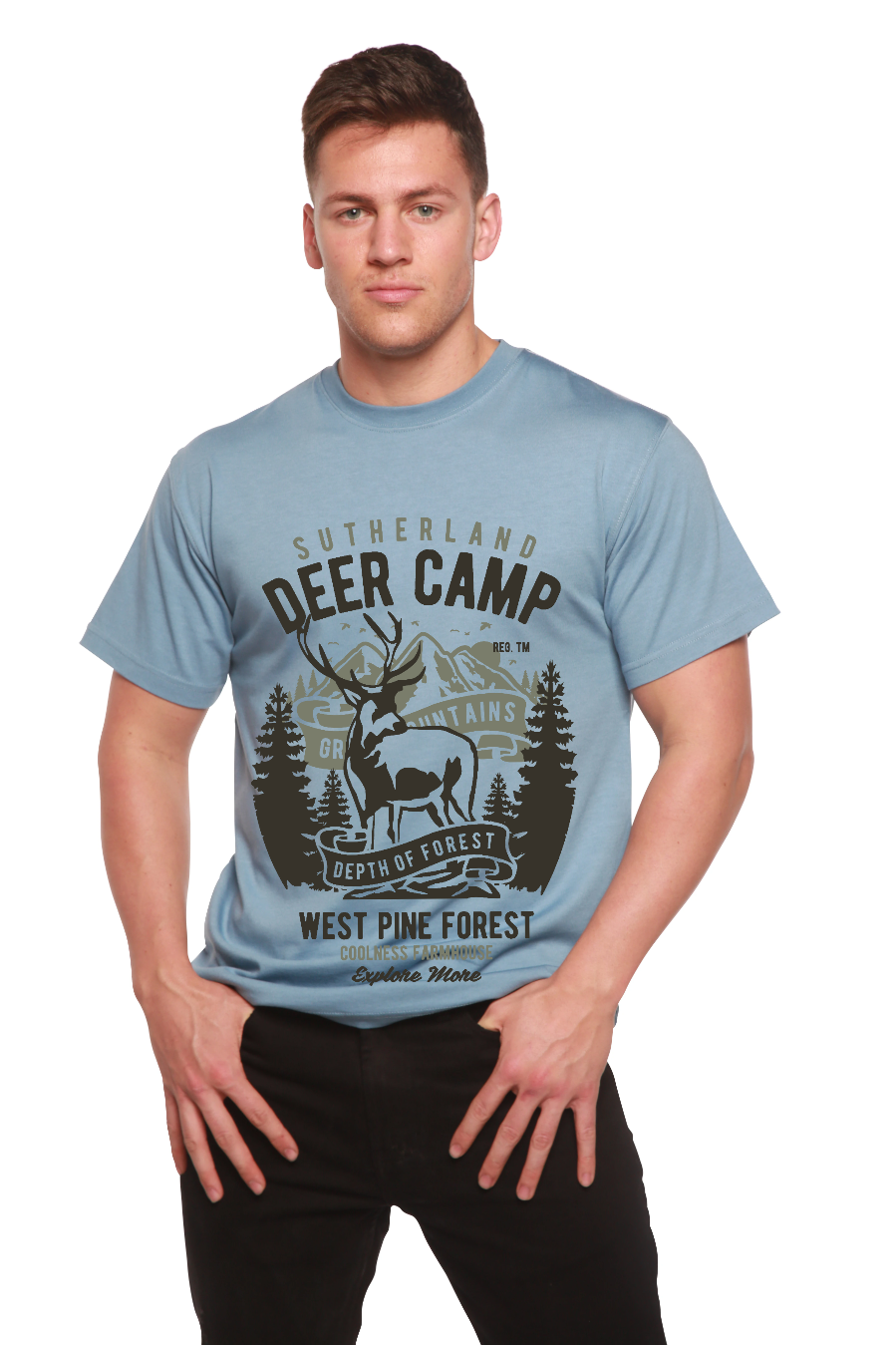 Spun Bamboo Deer Camp Men's Bamboo Viscose/Organic Cotton Short Sleeve Graphic T-Shirt — comparison shot