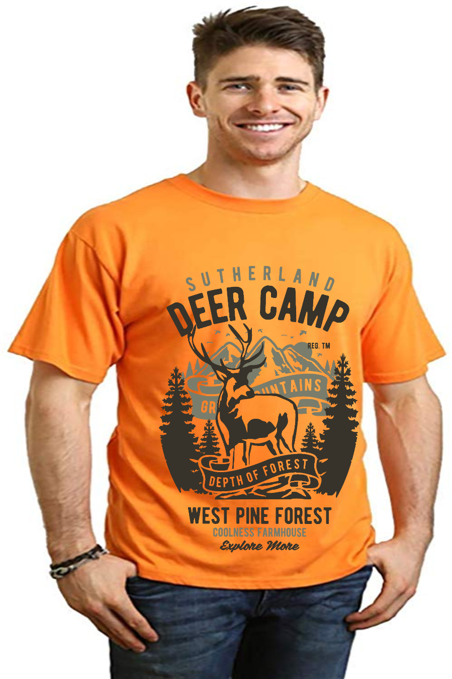Spun Bamboo Deer Camp Men's Bamboo Viscose/Organic Cotton Short Sleeve Graphic T-Shirt — in-use photo