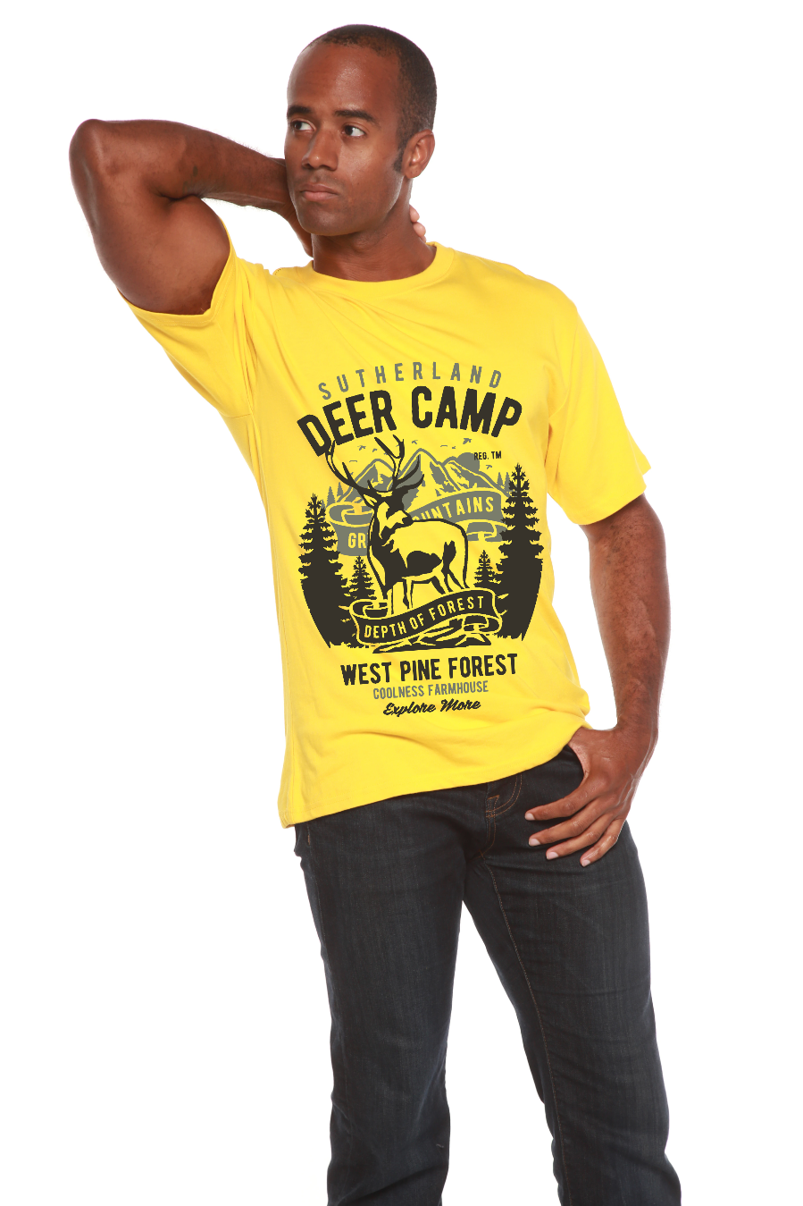 Spun Bamboo Deer Camp Men's Bamboo Viscose/Organic Cotton Short Sleeve Graphic T-Shirt — alternative angle