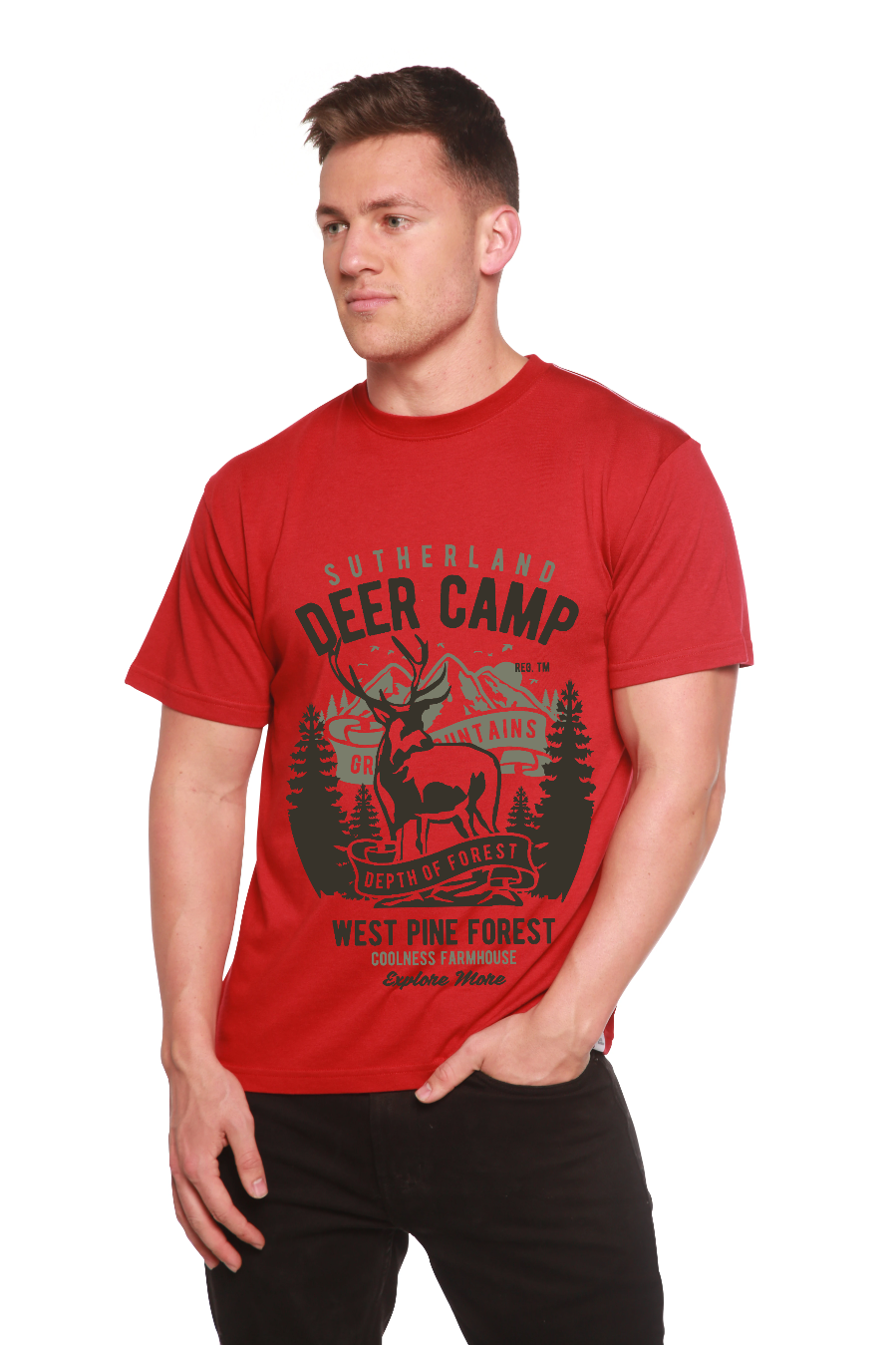 Spun Bamboo Deer Camp Men's Bamboo Viscose/Organic Cotton Short Sleeve Graphic T-Shirt — packaging