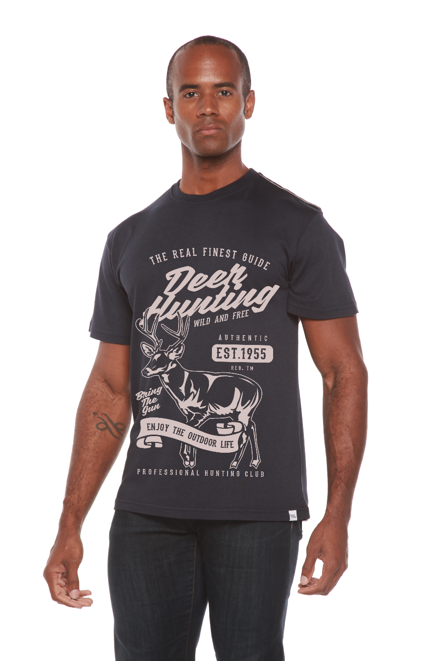 Spun Bamboo Deer Hunting Men's Bamboo Viscose/Organic Cotton Short Sleeve Graphic T-Shirt — side view