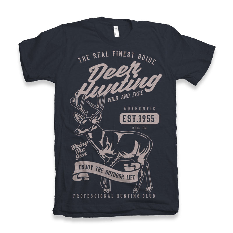 Spun Bamboo Deer Hunting Men's Bamboo Viscose/Organic Cotton Short Sleeve Graphic T-Shirt — detail close-up