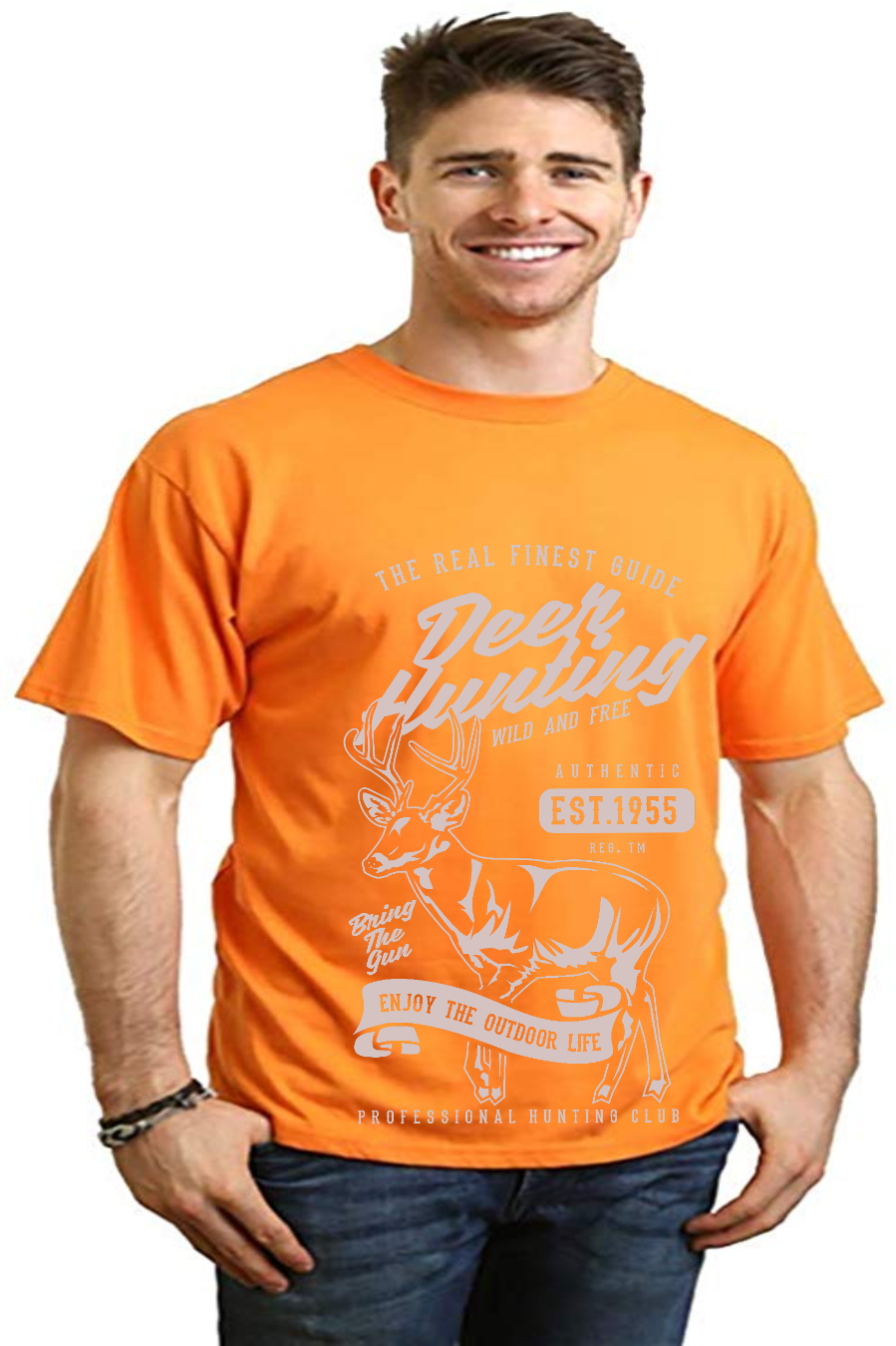 Spun Bamboo Deer Hunting Men's Bamboo Viscose/Organic Cotton Short Sleeve Graphic T-Shirt — comparison shot