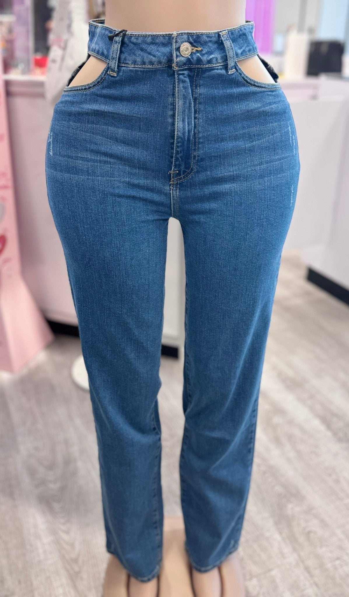Deliah Cutout Straight Leg Jean